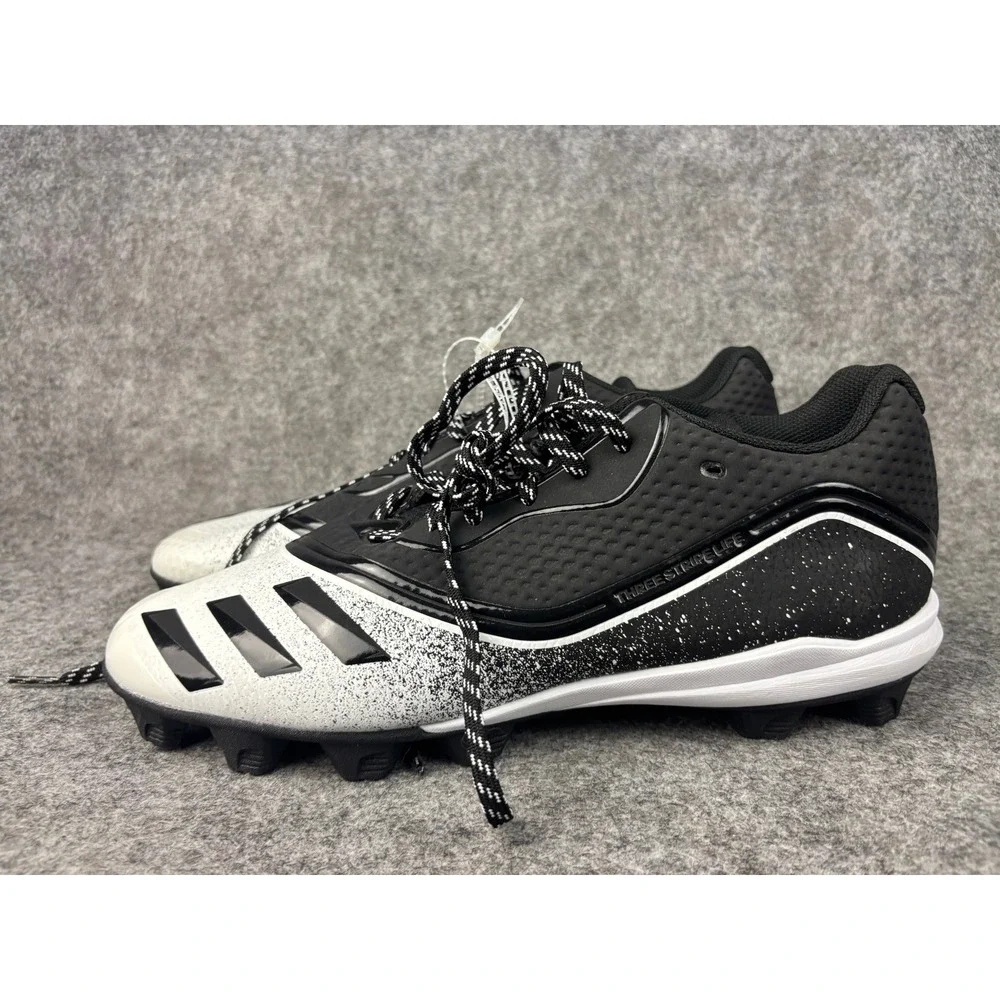 Adidas Icon 4 MD Baseball Cleats Mens 12 Black White G28289 Splatter Low Top